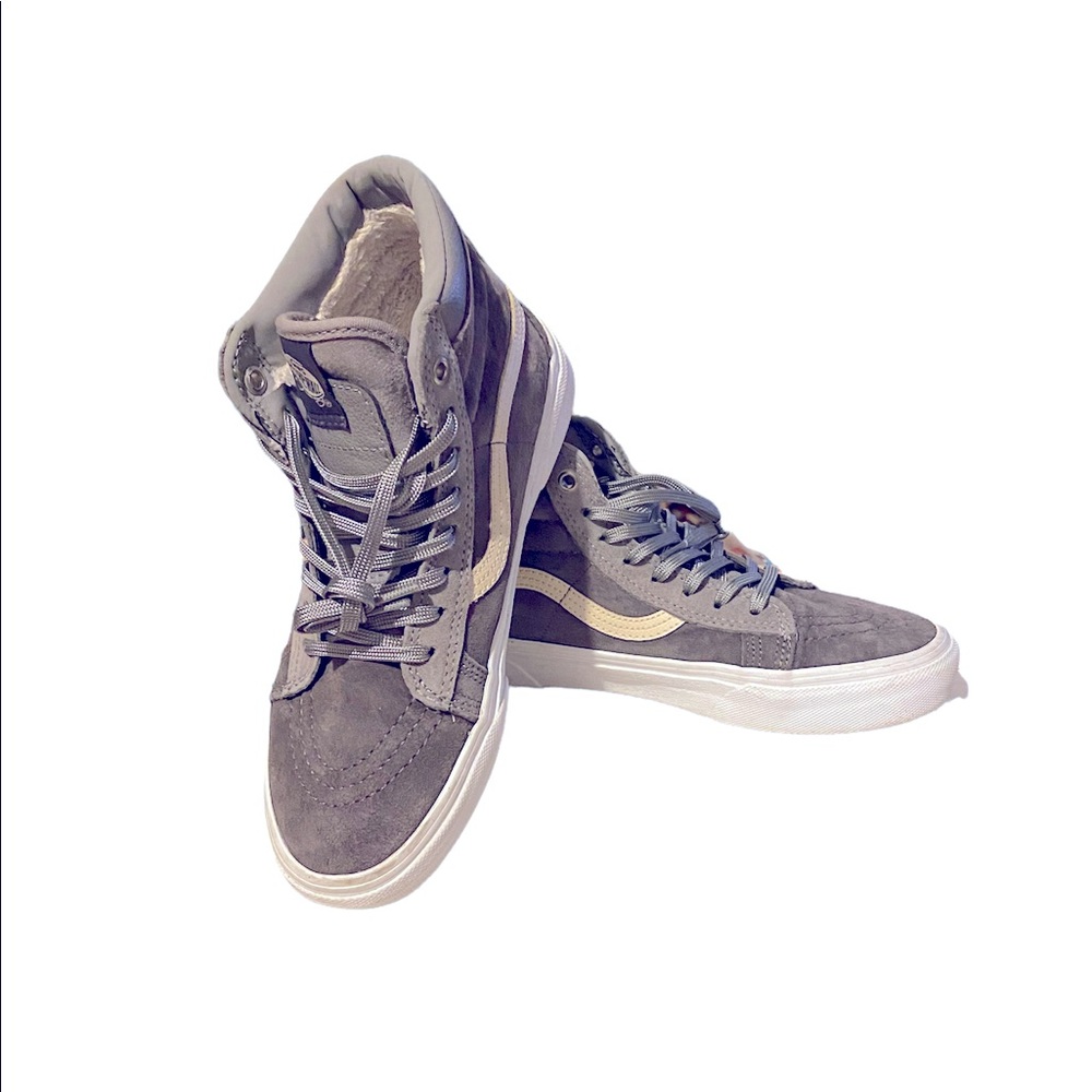 Gray suede high top vans